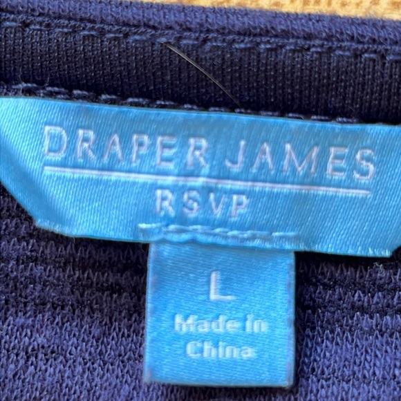 DraperJames RSVP Knit Fit & Flare Dress Short Sleeve Sz L Pleated Navy Pockets - Picture 2 of 11